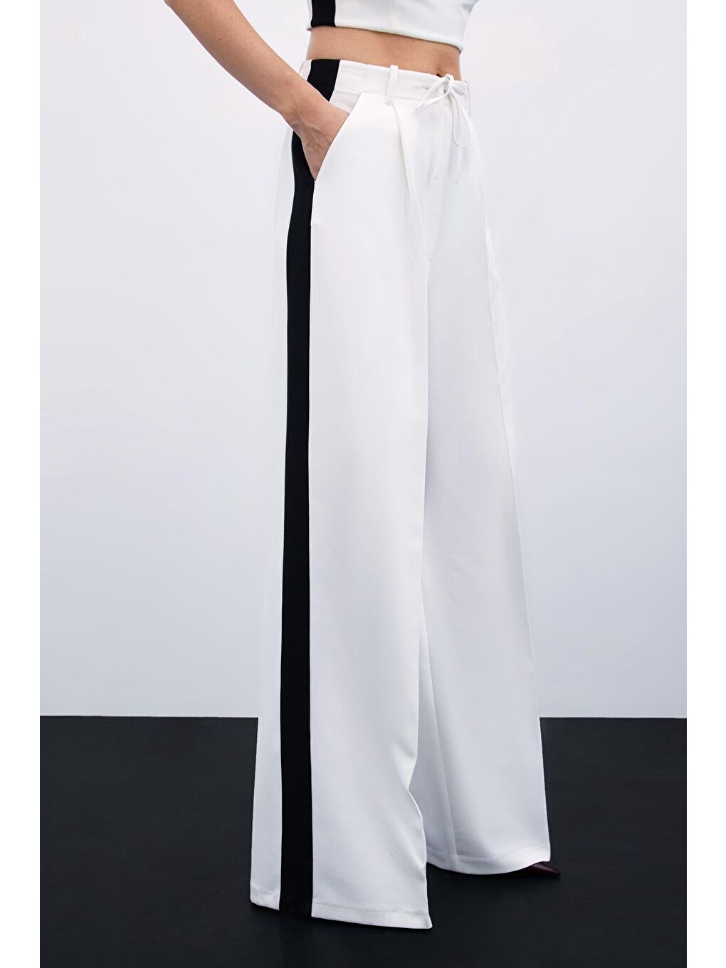 Kontrast Bol Pantolon - Ekru-6