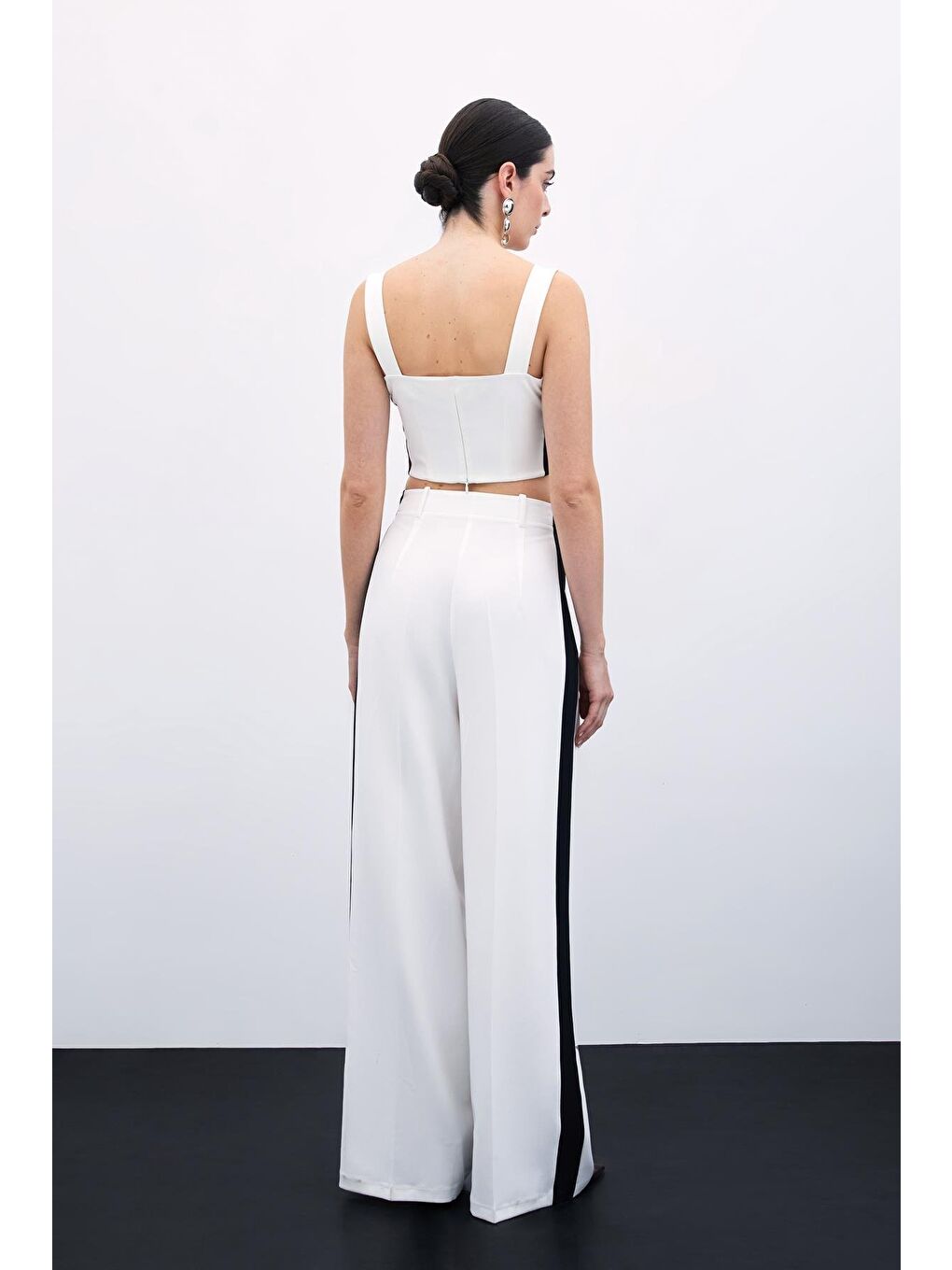 Kontrast Bol Pantolon - Ekru-7