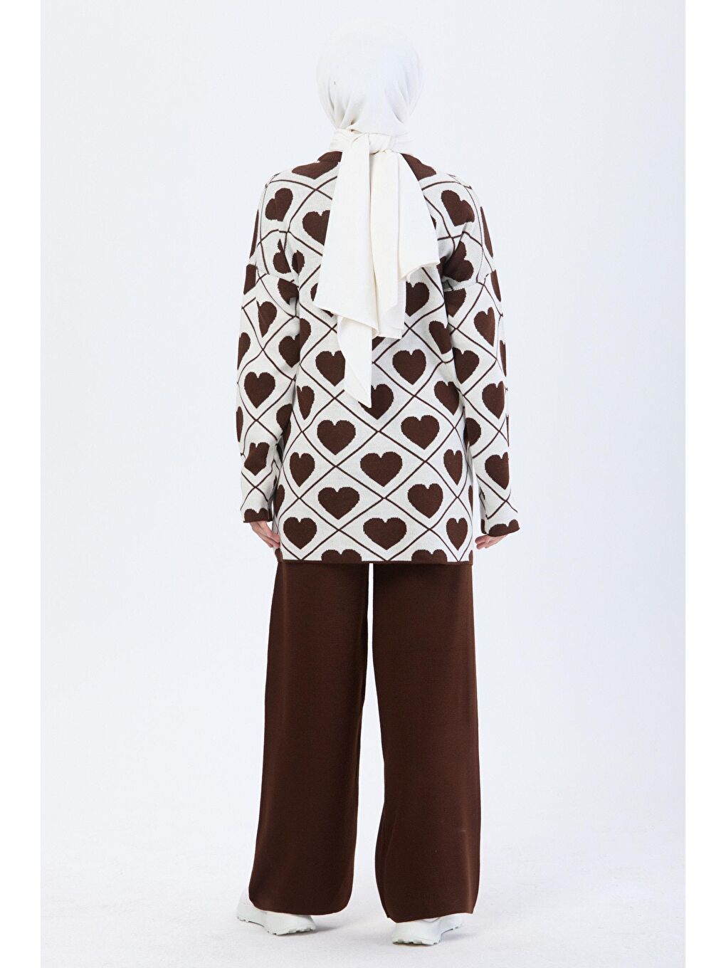 Bisiklet Yaka Kadın Kahverengi Triko Takım - 24096-5