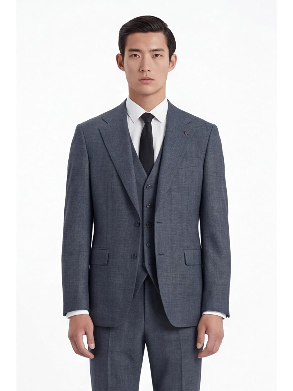 Erkek Viskon Karışımlı 6 Drop Klasik Antrasit Yelekli Takım Elbise
