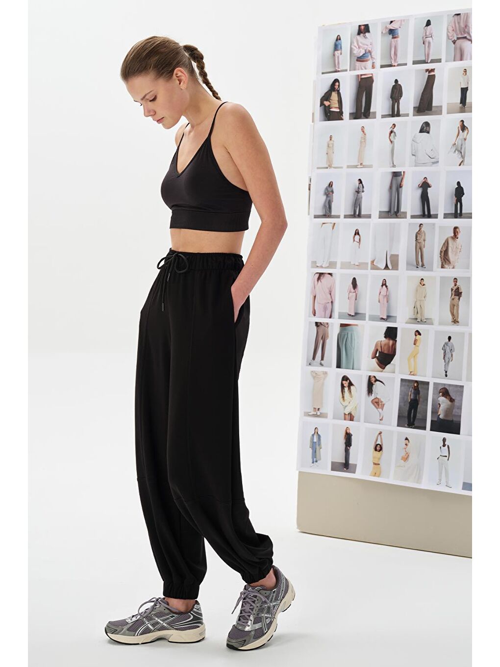 Modal Örme Extra Bol Jogger Pantolon Siyah-1