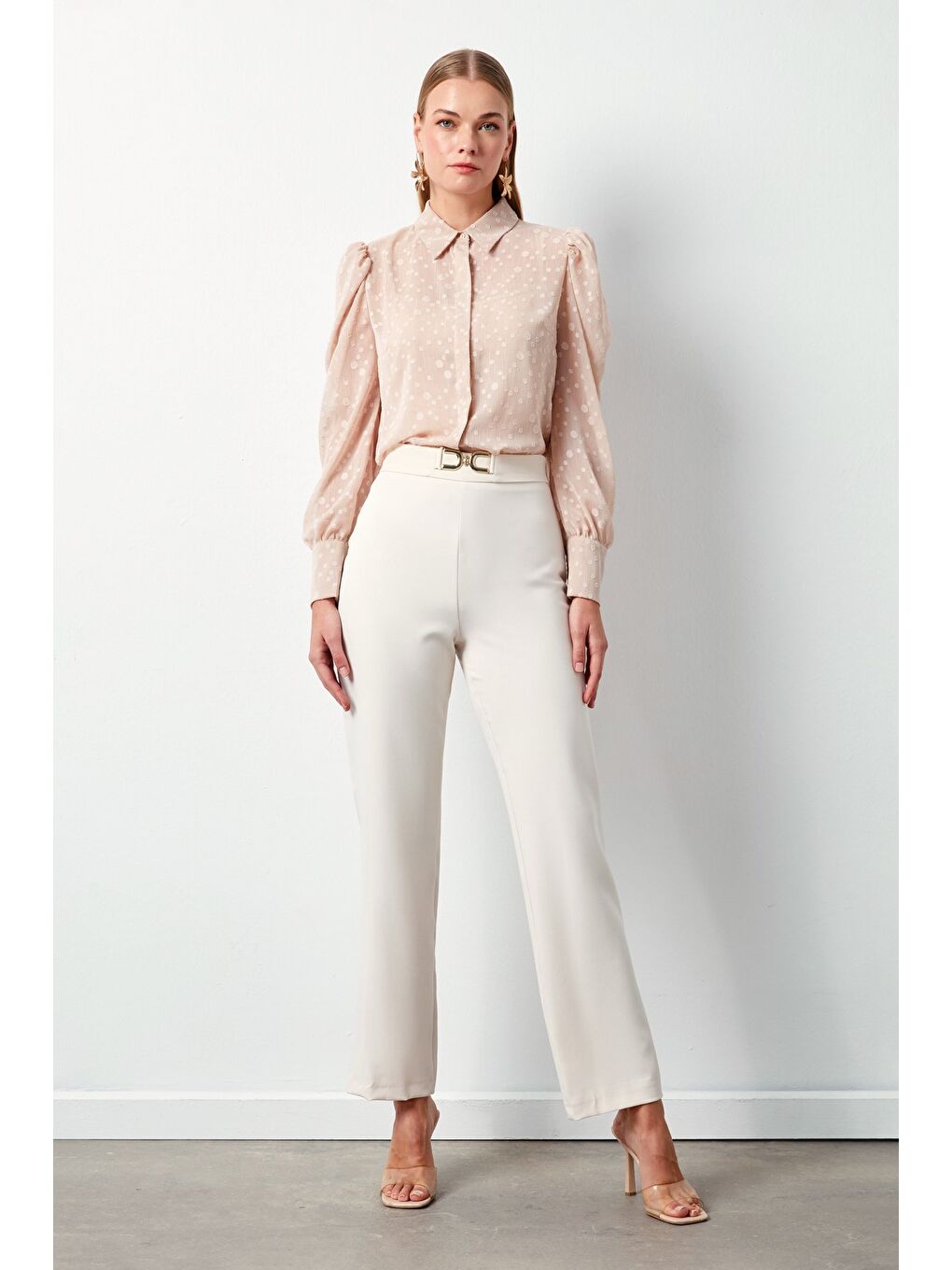 Aksesuar Detaylı Pantolon - Bej