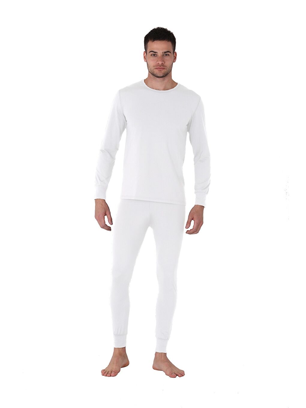 Beyaz TF Microfiber Şardonlu Termal İçlik Set Erkek BEYAZ