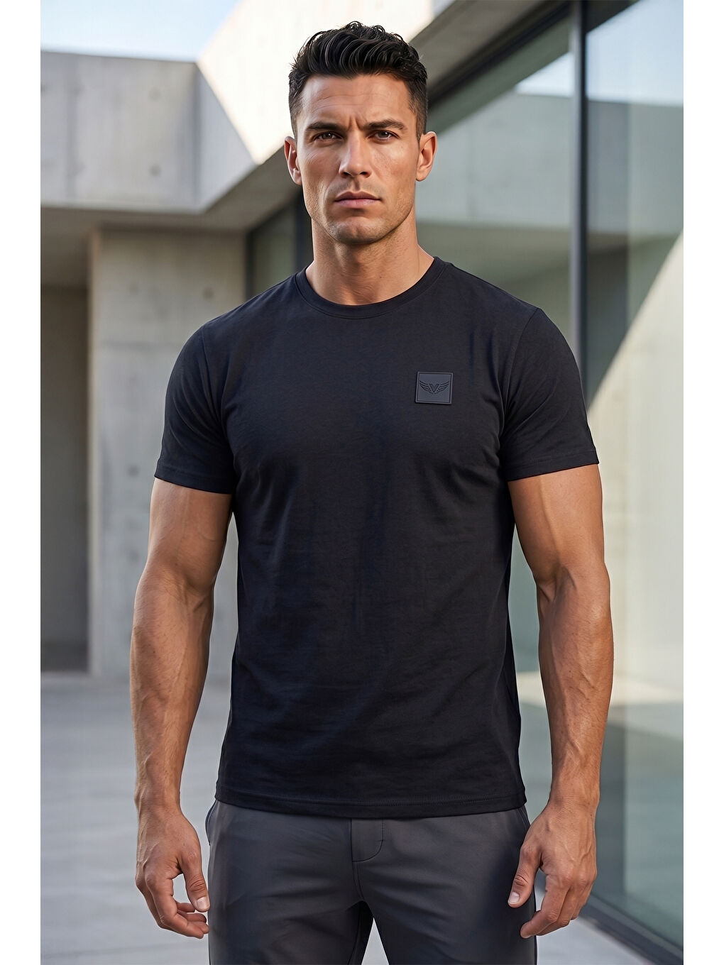 Erkek Pamuklu Tişört 2002 Siyah-2