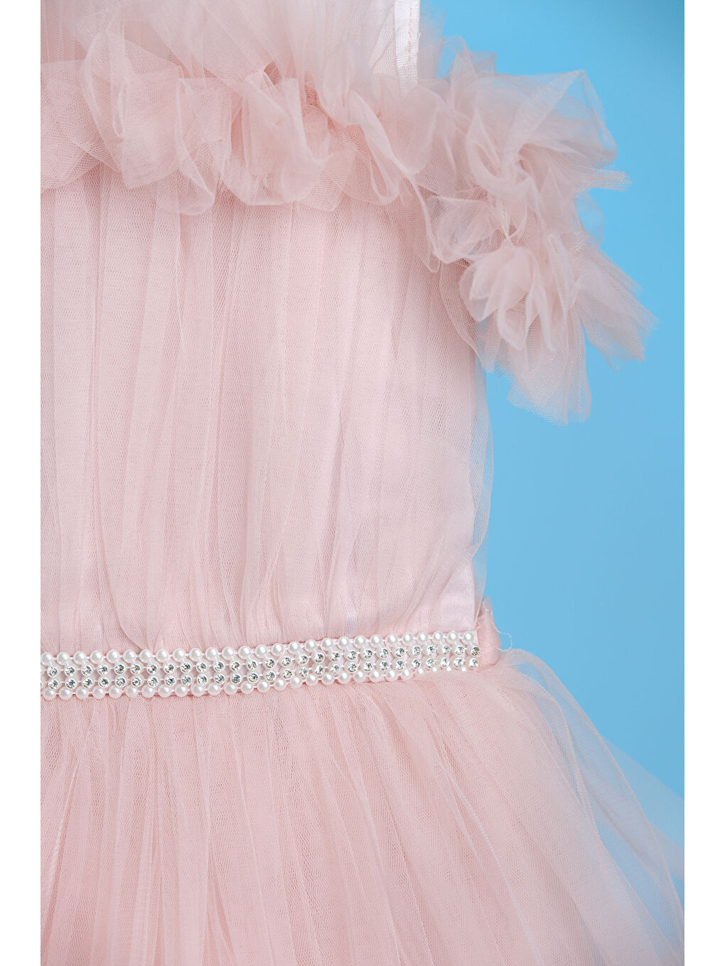 Turuncu Tüllü Fırfırlı Prenses Kız Çocuk Abiye ABY.2328-4