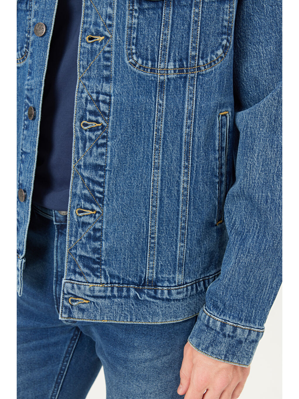 Regular Fit Normal Kesim Pamuklu Esnek İndigo Jean Denim Ceket-5