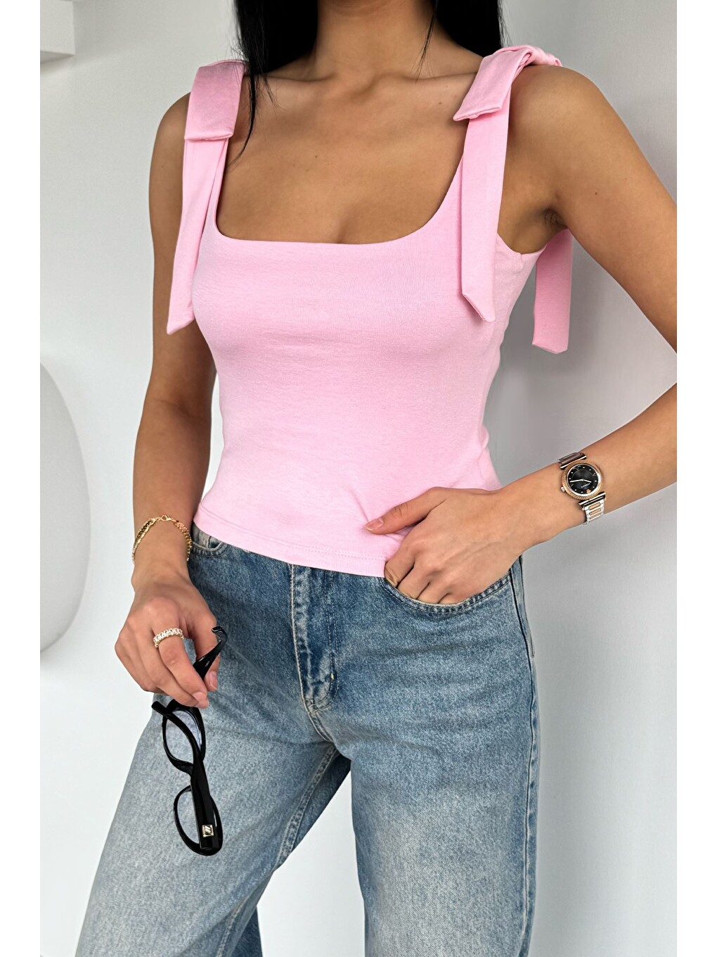 Pembe Kadın Fiyonklu Bluz-1