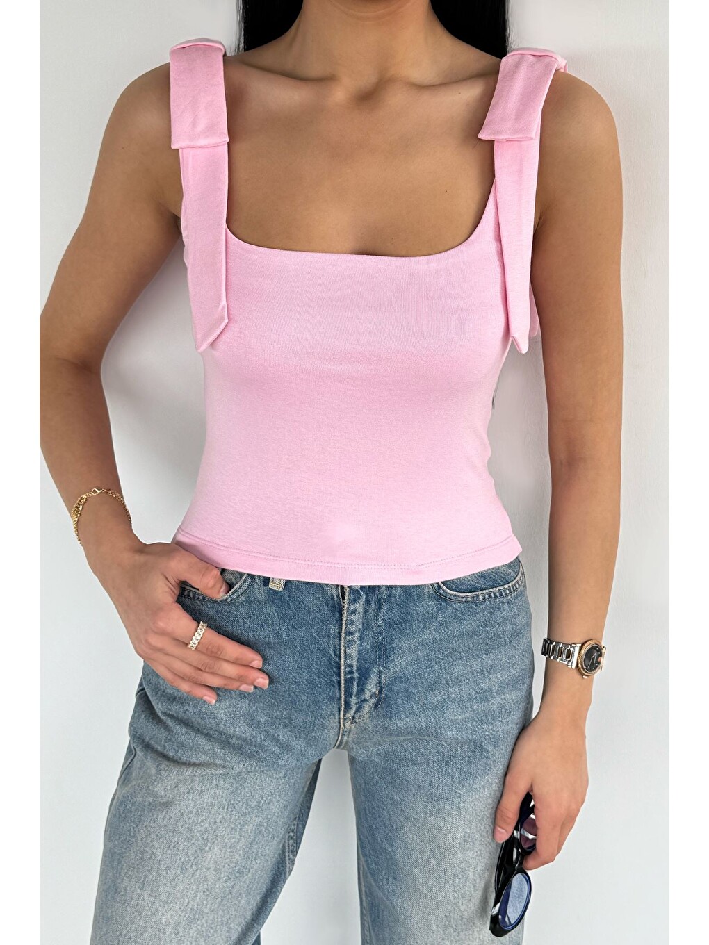 Pembe Kadın Fiyonklu Bluz-2