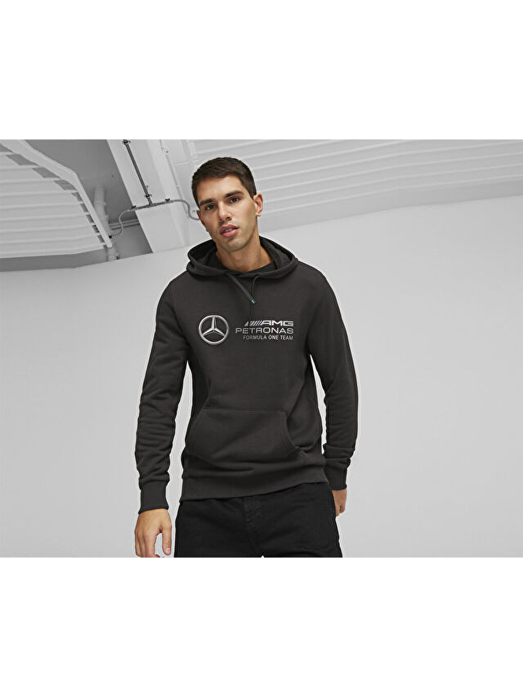 Mercedes Logo Hoodie Erkek Günlük Sweatshirts 62115801 Siyah-2