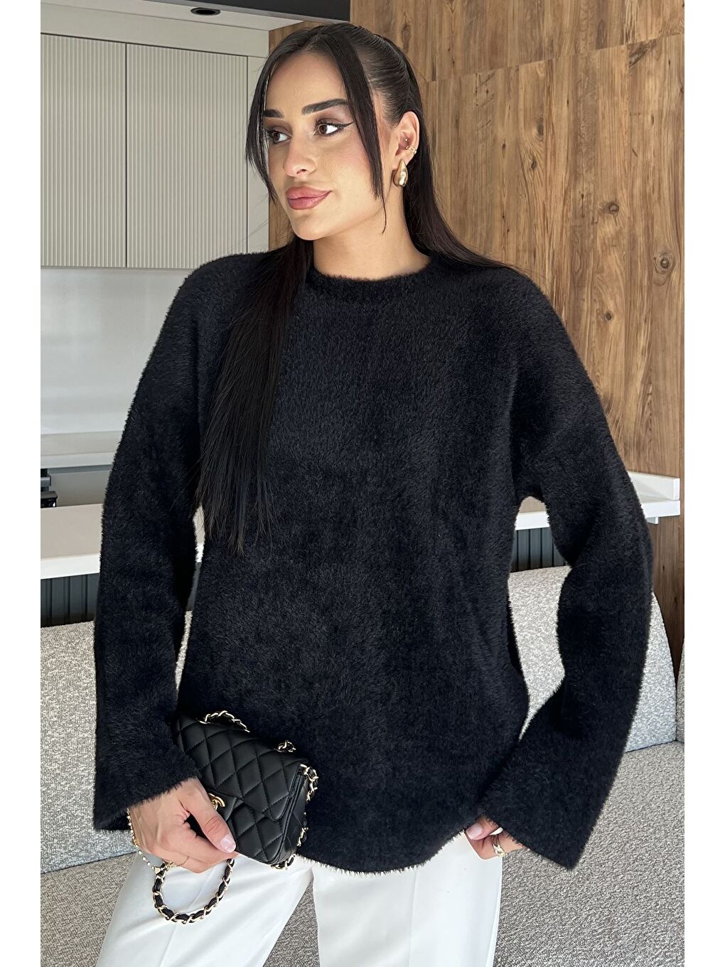 Siyah Salaş Sakallı Triko Kazak (s,m,l,xl Uyumludur)