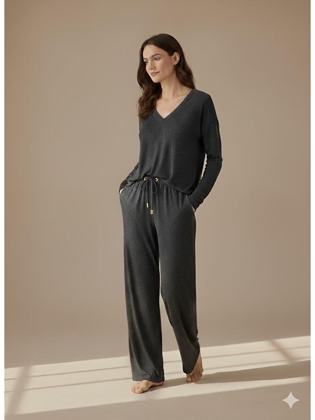 Kadın Uzun Kollu Üst Antrasit-1