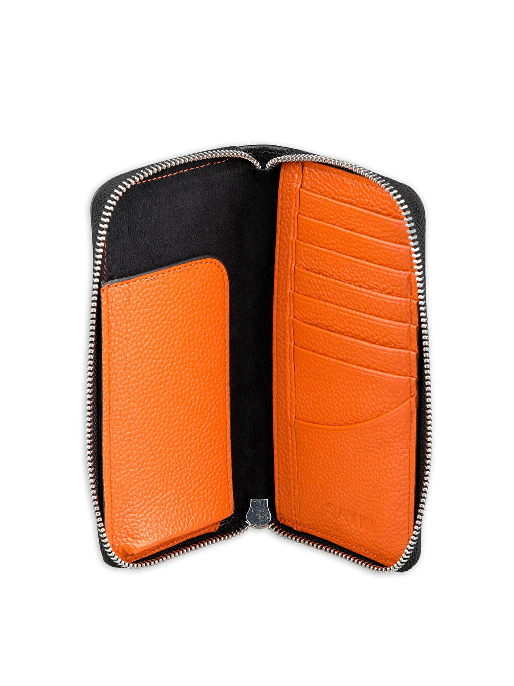 Siyah - Turuncu Floter 100% Hakiki Deri Cüzdan-1