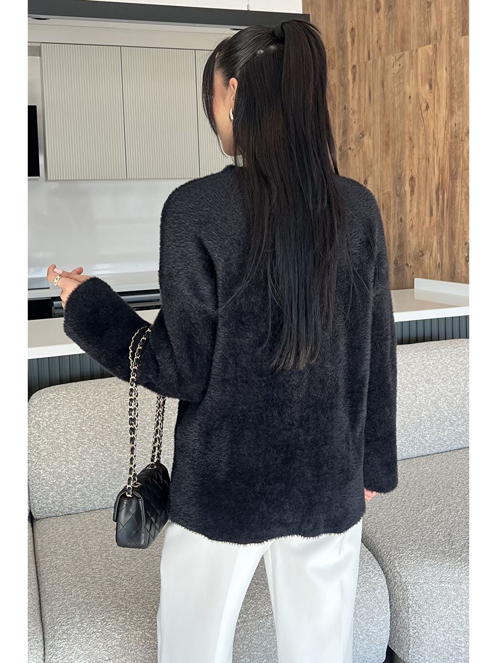 Siyah Salaş Sakallı Triko Kazak (s,m,l,xl Uyumludur)-3