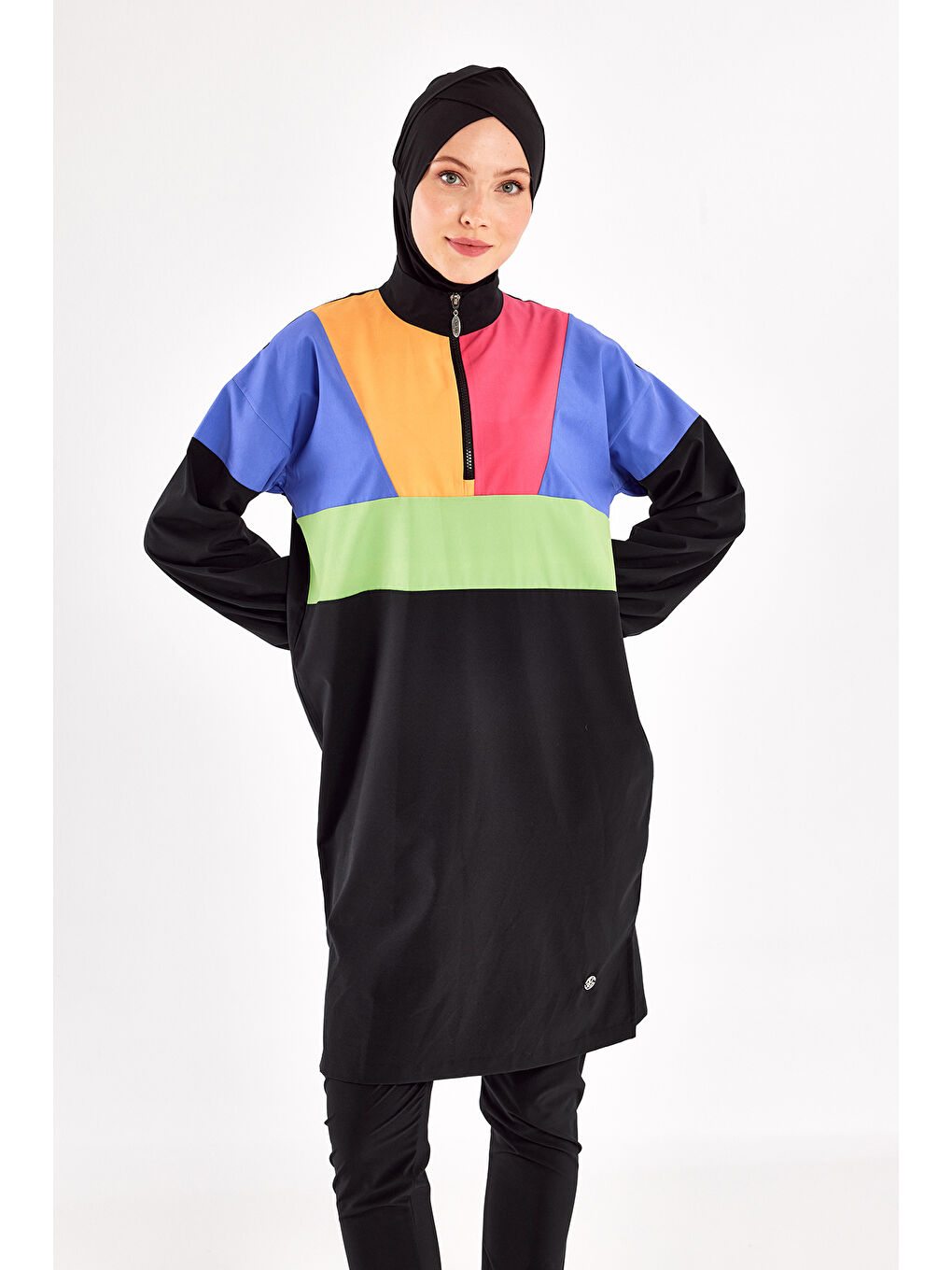 Spor Elastan Tam Kapalı Tesettür Mayo 1226 Siyah09-1