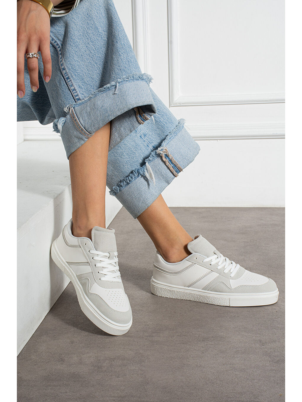 Gri Kadın Günlük Sneaker Spor Ayakkabı-1