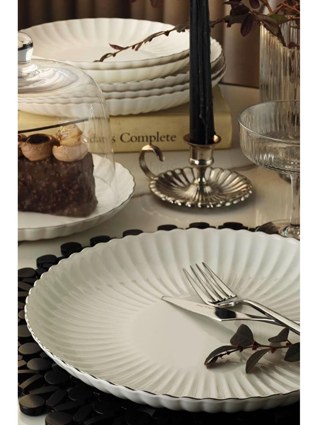 Ekru Bone Luz Form Yemek Takımı Platin 27 Parça 6 Kişilik-2