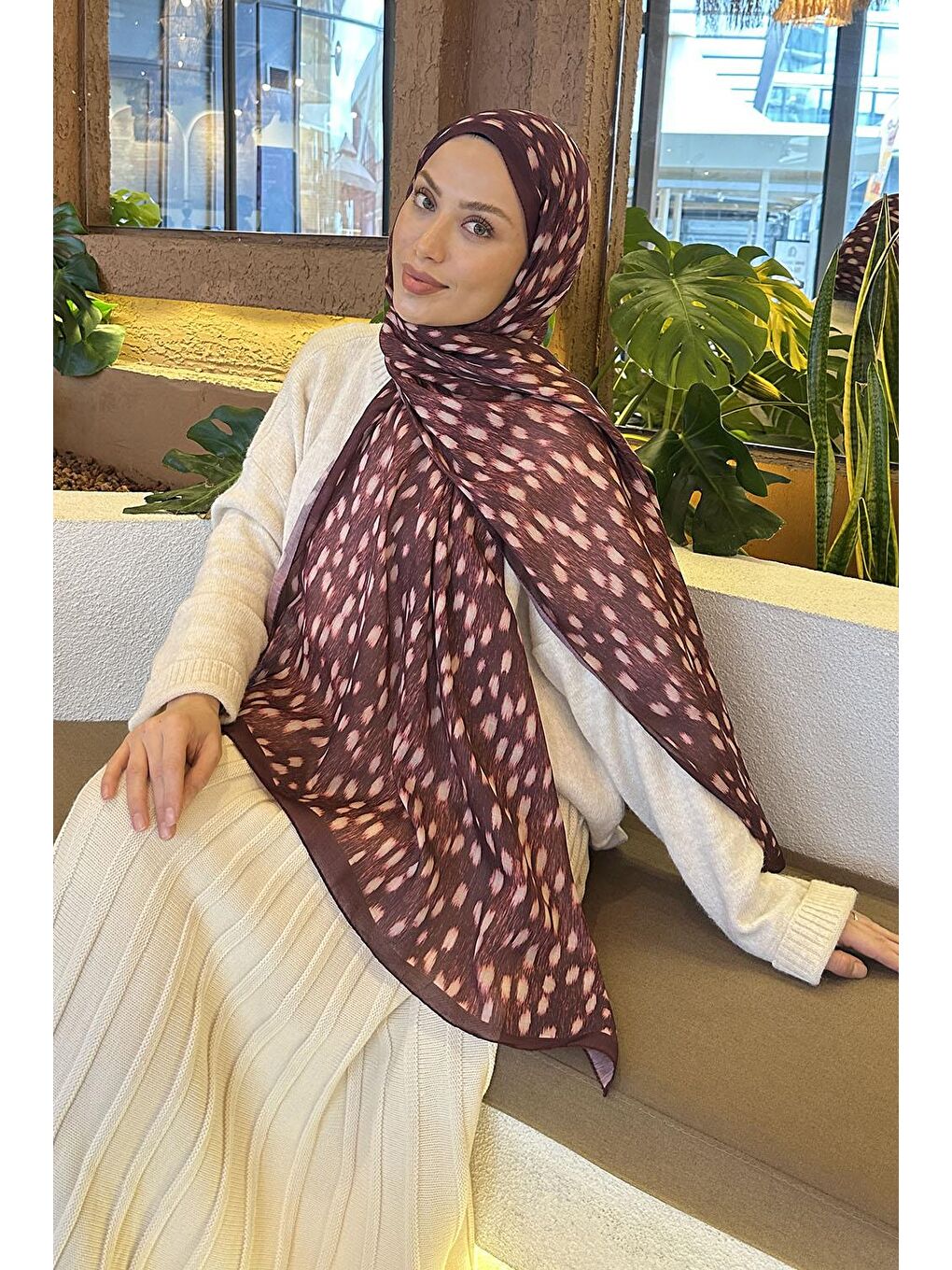 Ceylan Desen Soft Şal Bordo-1