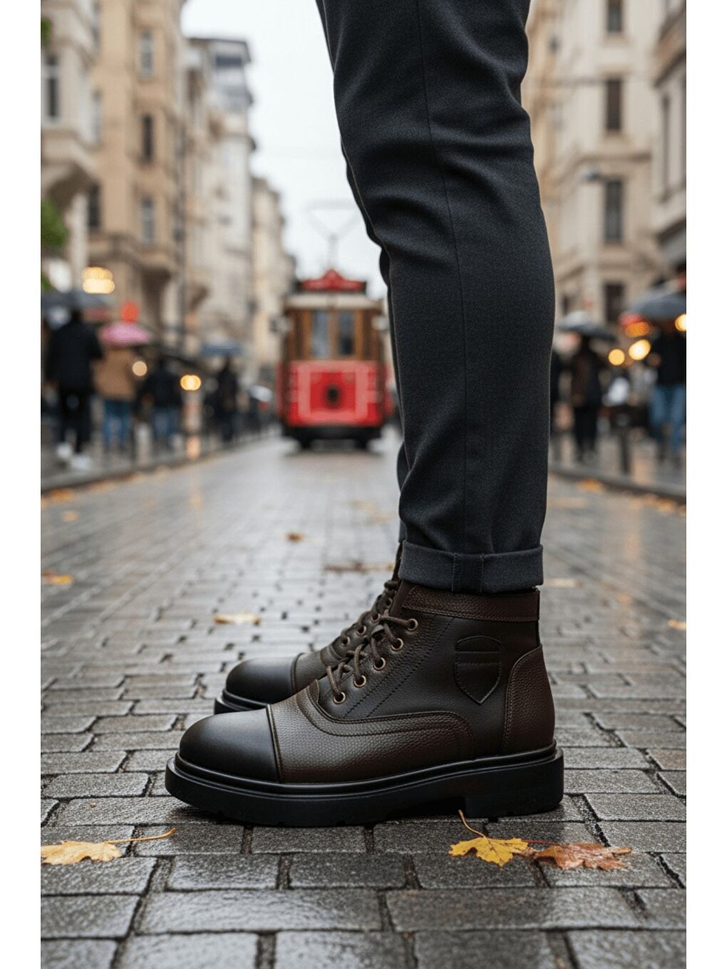 Kahverengi GUSTA Bağcıklı Fermuarlı İçi Kürklü Erkek Kışlık Bot-1