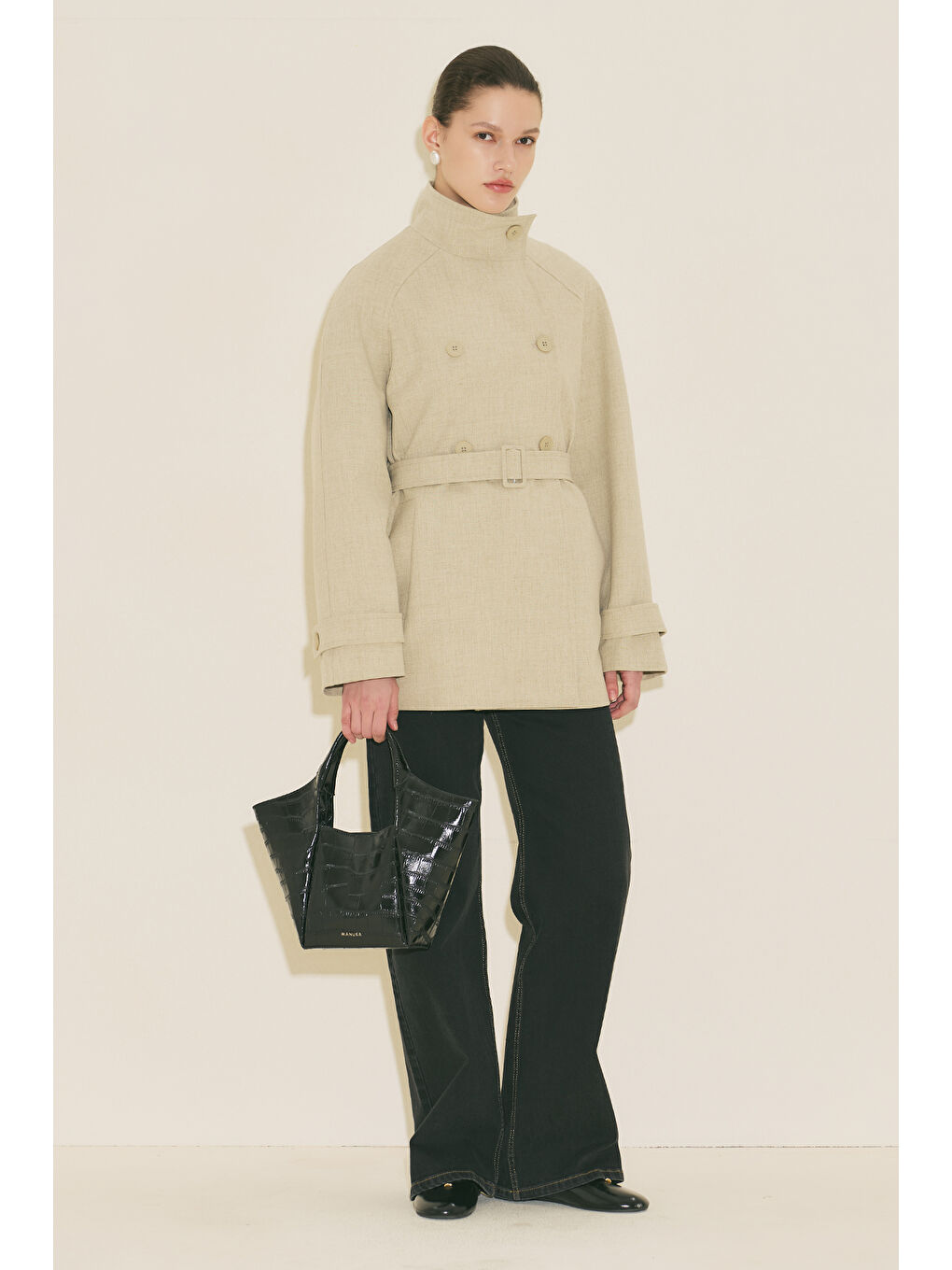 Tara Kabartma Deri Çanta Siyah-2