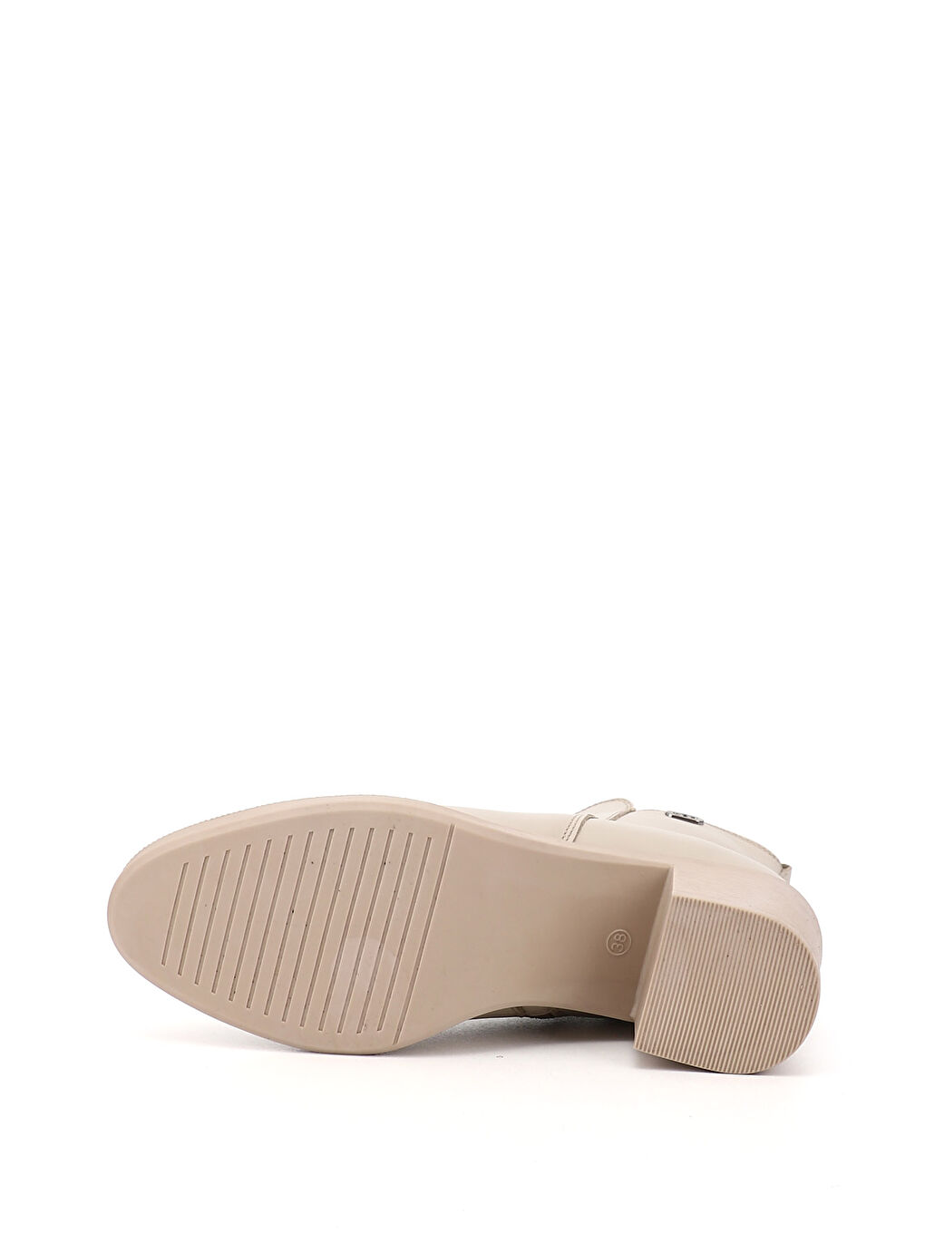 Bej Kadın BEJ-CAMEL Fermuarlı Kalın Topuklu Hakiki Deri Bot-3