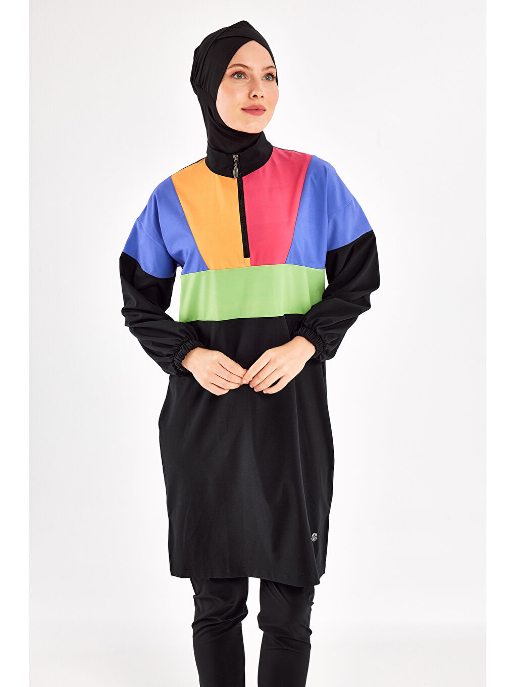 Spor Elastan Tam Kapalı Tesettür Mayo 1226 Siyah09-4