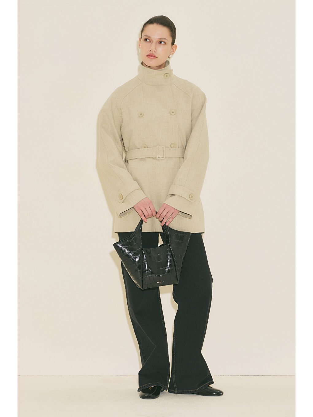 Tara Kabartma Deri Çanta Siyah-3