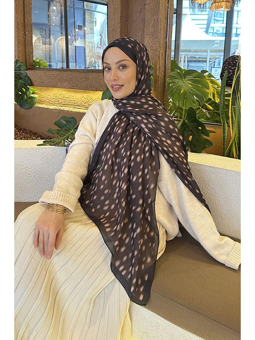 Ceylan Desen Soft Şal Acı Kahverengi