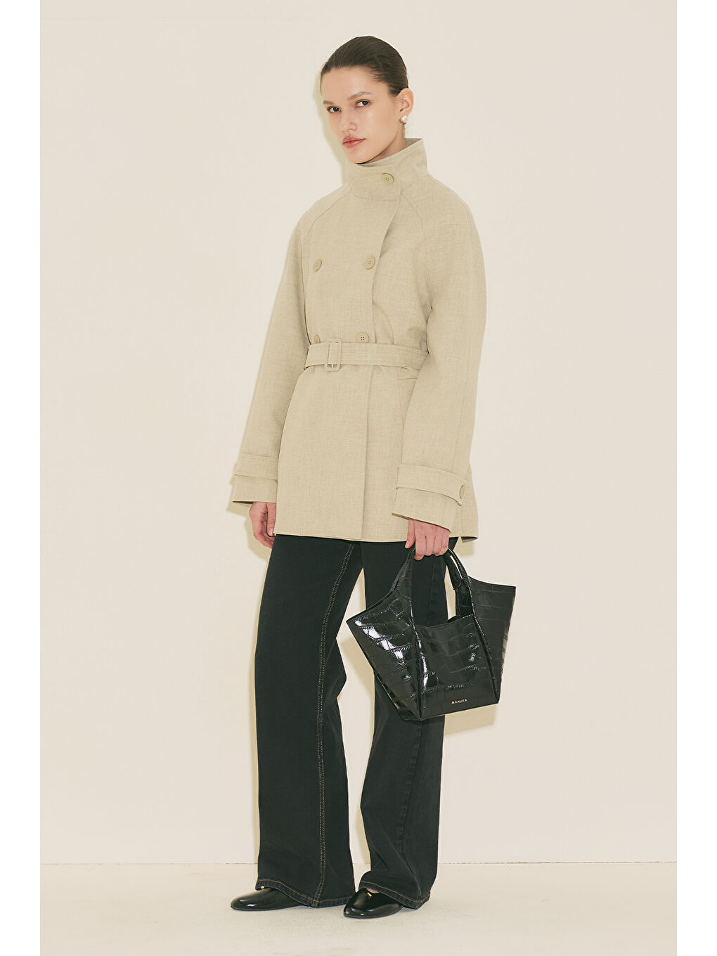 Tara Kabartma Deri Çanta Siyah-4