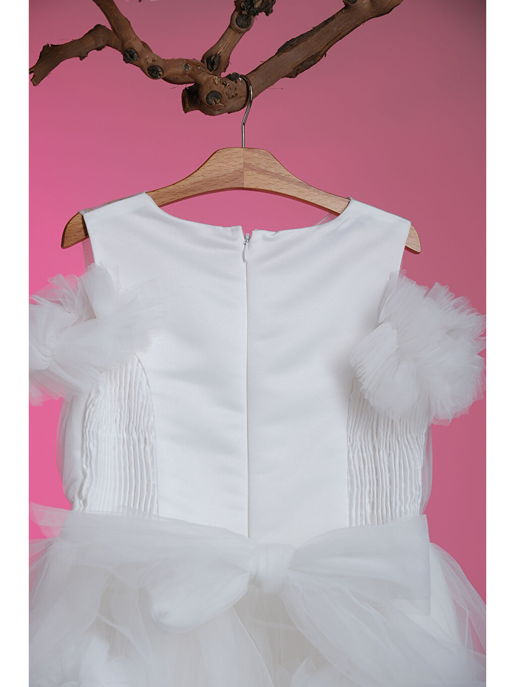 Beyaz Tüllü Fırfırlı Prenses Kız Çocuk Abiye ABY.2328-5