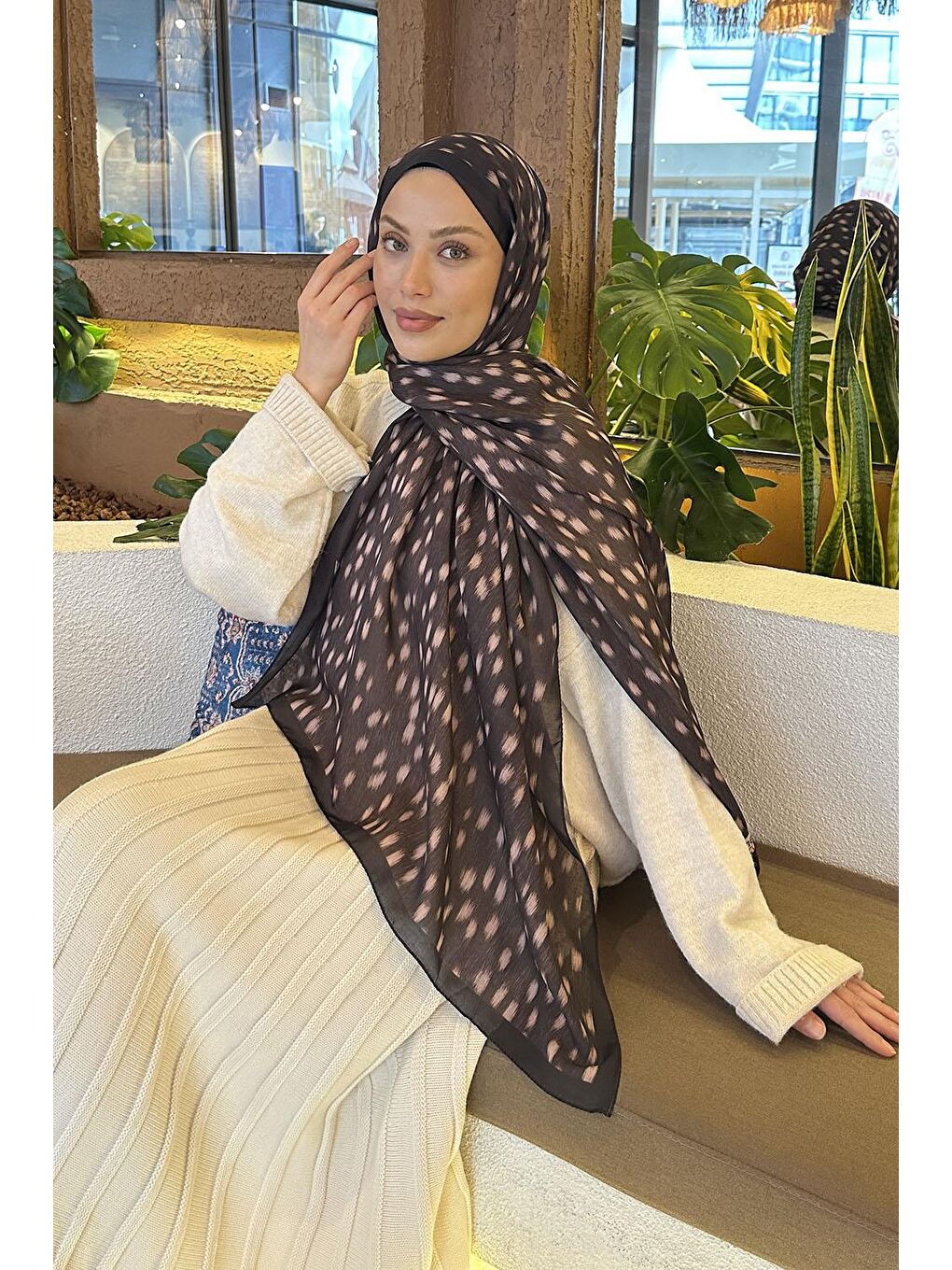 Ceylan Desen Soft Şal Acı Kahverengi-1