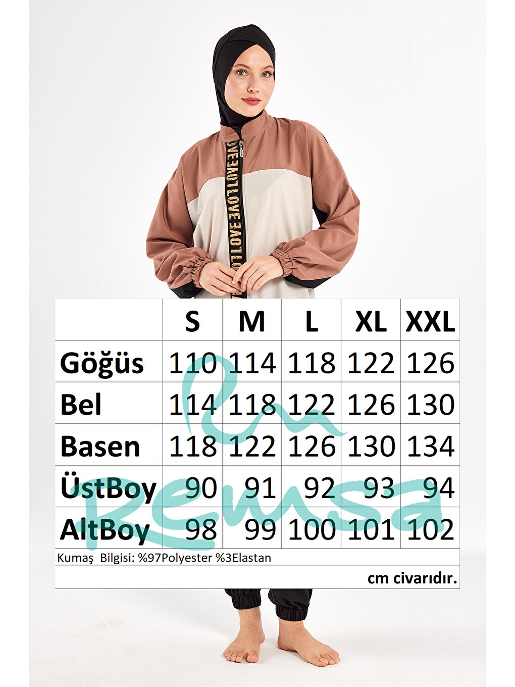 UV Korumalı Spor Elastan Tam Kapalı Tesettür Mayo 1211 Siyah10-3