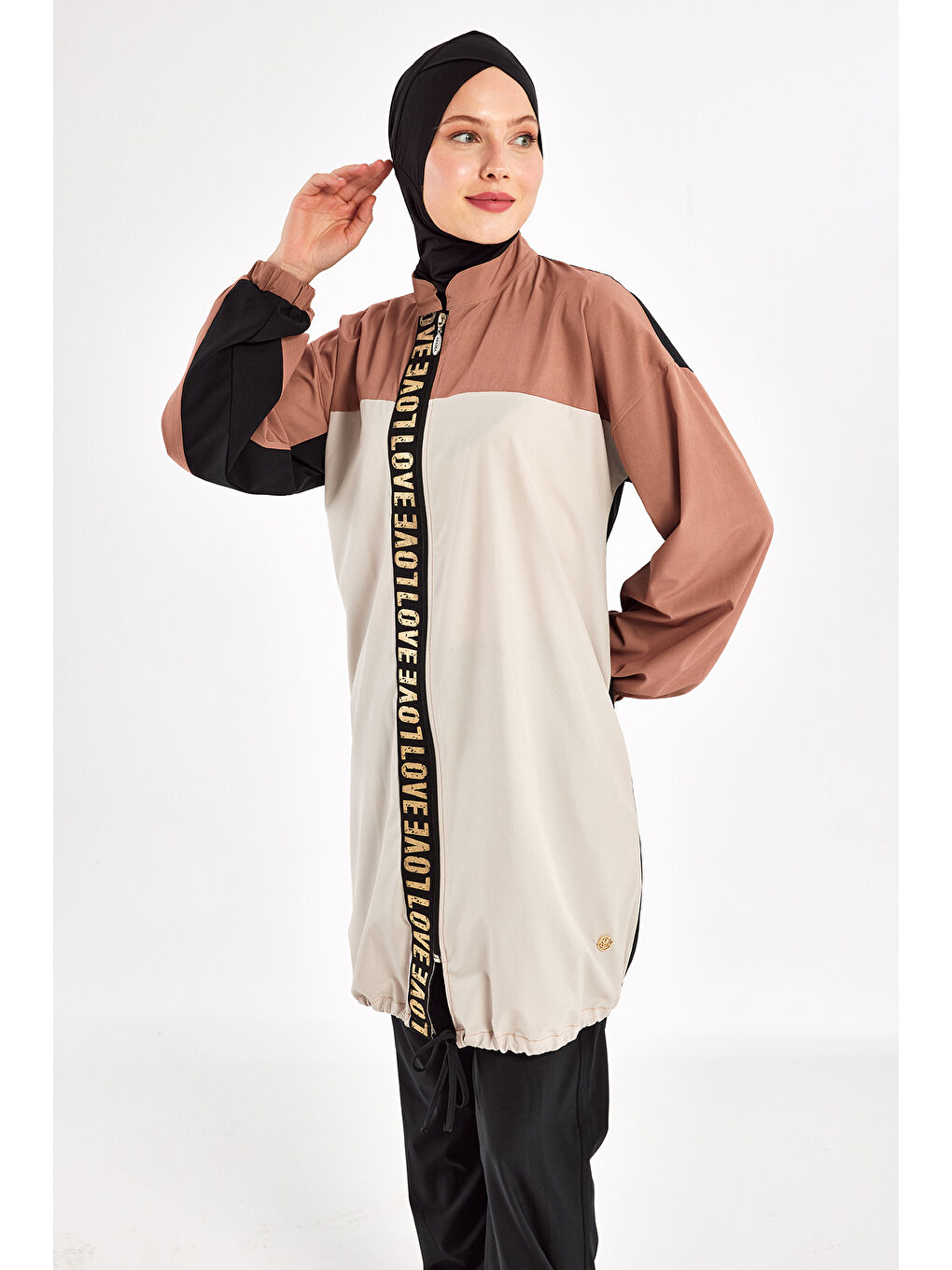 UV Korumalı Spor Elastan Tam Kapalı Tesettür Mayo 1211 Siyah10-4