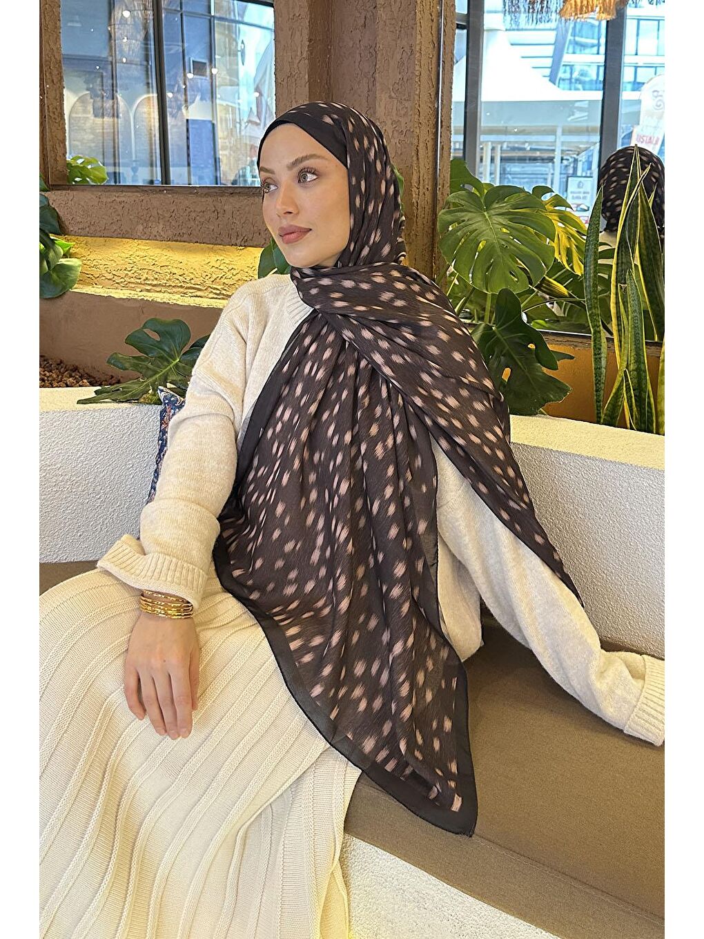 Ceylan Desen Soft Şal Acı Kahverengi-2