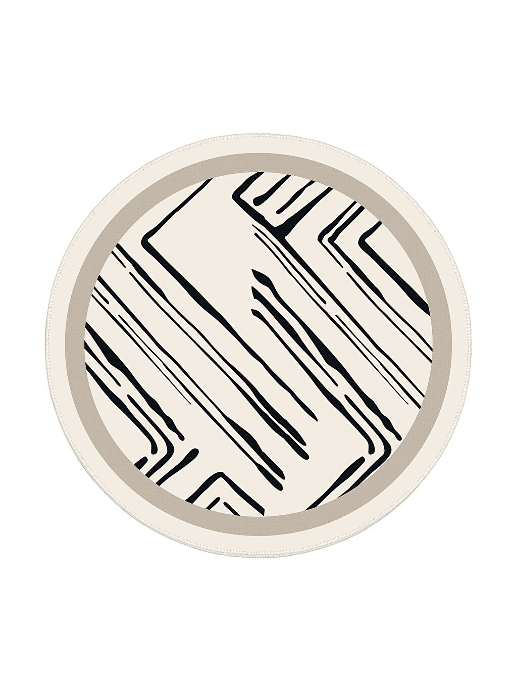 Ekru Dekoratif Salon Halısı, Makinada Yıkanabilir, Kaymaz Taban, İnce & Modern Tasarım