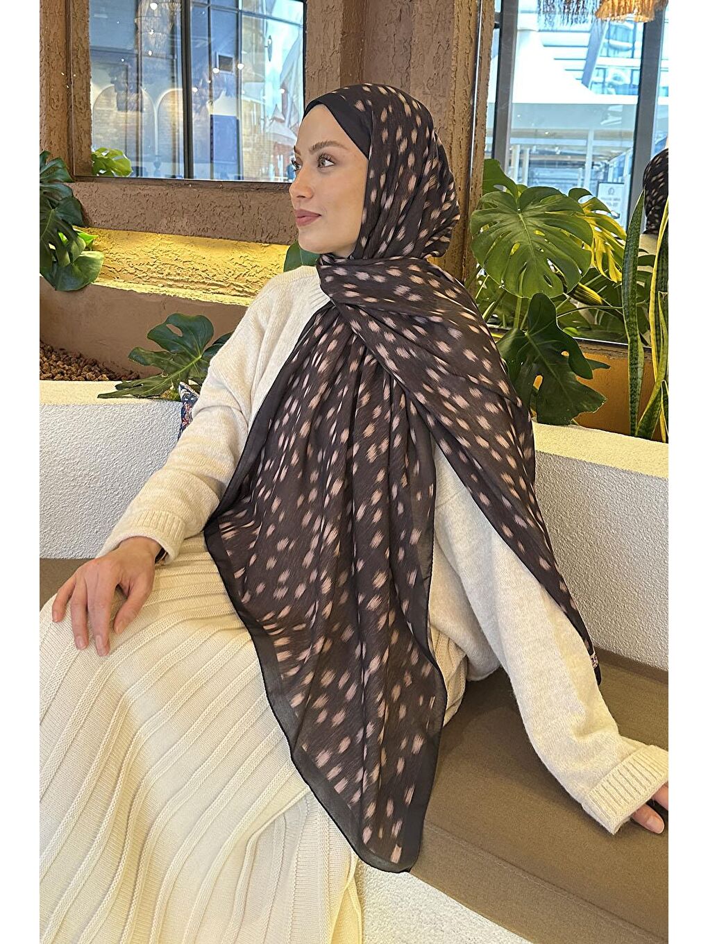 Ceylan Desen Soft Şal Acı Kahverengi-3