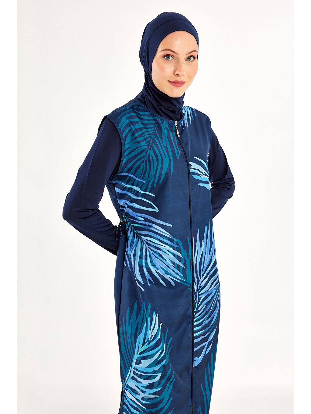 Uzun Tam Boy Tam Kapalı Tesettür Mayo 1307 Lacivert-1