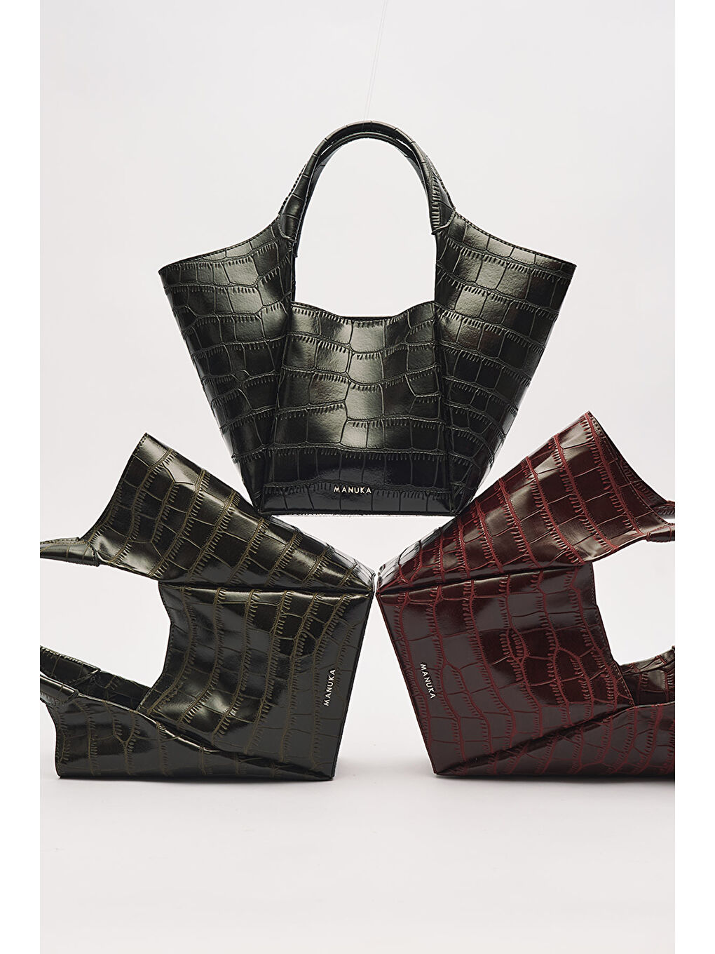 Tara Kabartma Deri Çanta Siyah-7