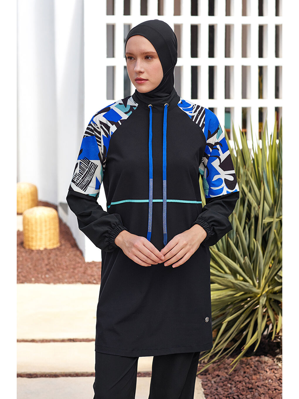 Spor Elastan Tam Kapalı Tesettür Mayo 1225 Siyah11