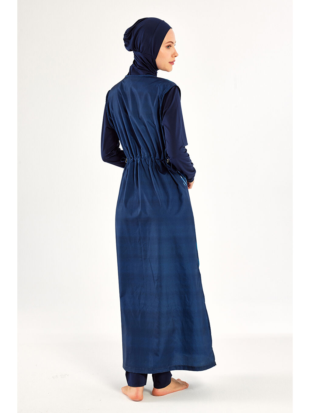 Uzun Tam Boy Tam Kapalı Tesettür Mayo 1307 Lacivert-3