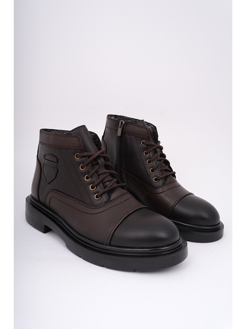 Kahverengi GUSTA Bağcıklı Fermuarlı İçi Kürklü Erkek Kışlık Bot-3