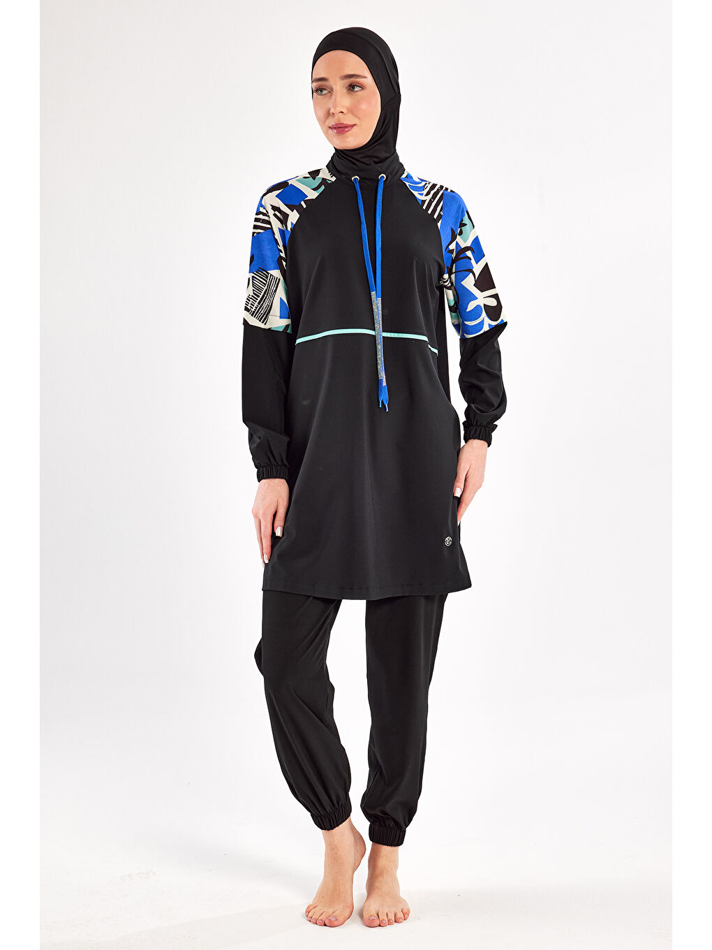 Spor Elastan Tam Kapalı Tesettür Mayo 1225 Siyah11-1