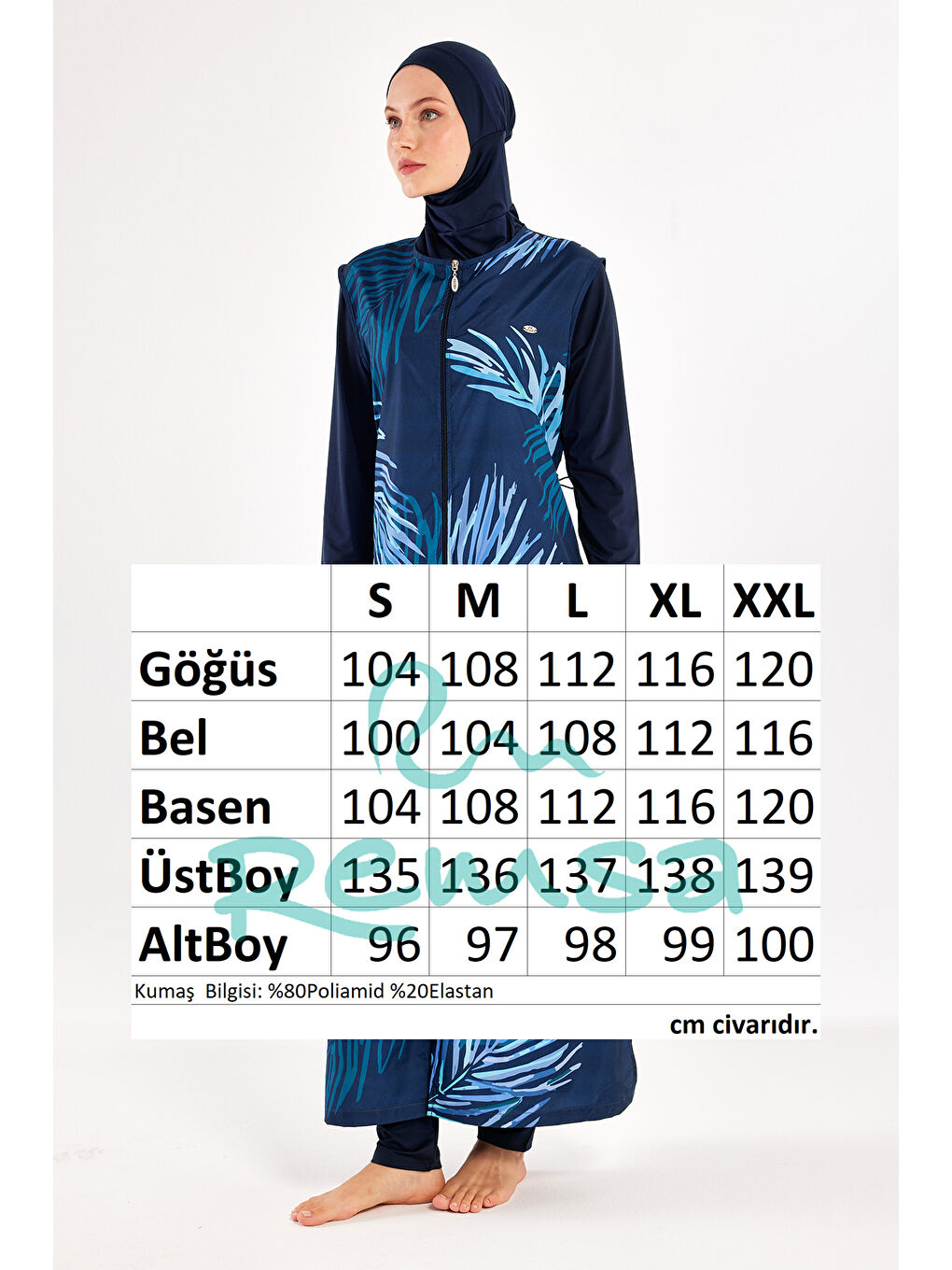 Uzun Tam Boy Tam Kapalı Tesettür Mayo 1307 Lacivert-4