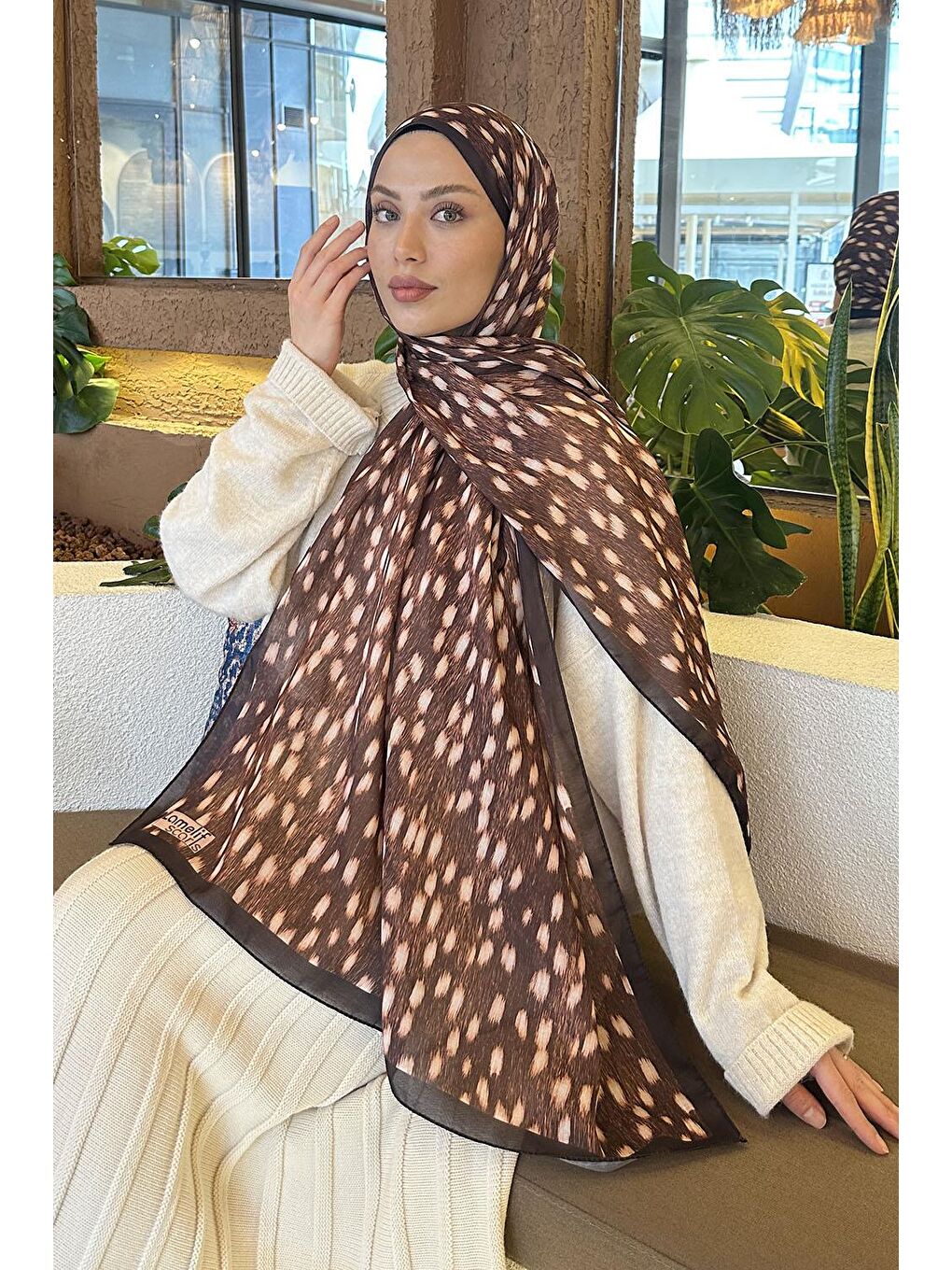 Ceylan Desen Soft Şal Kahverengi