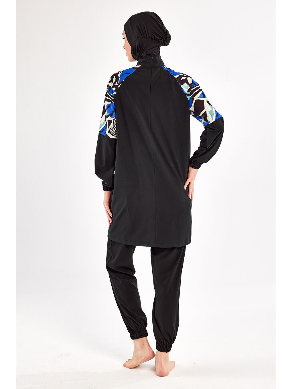 Spor Elastan Tam Kapalı Tesettür Mayo 1225 Siyah11-3