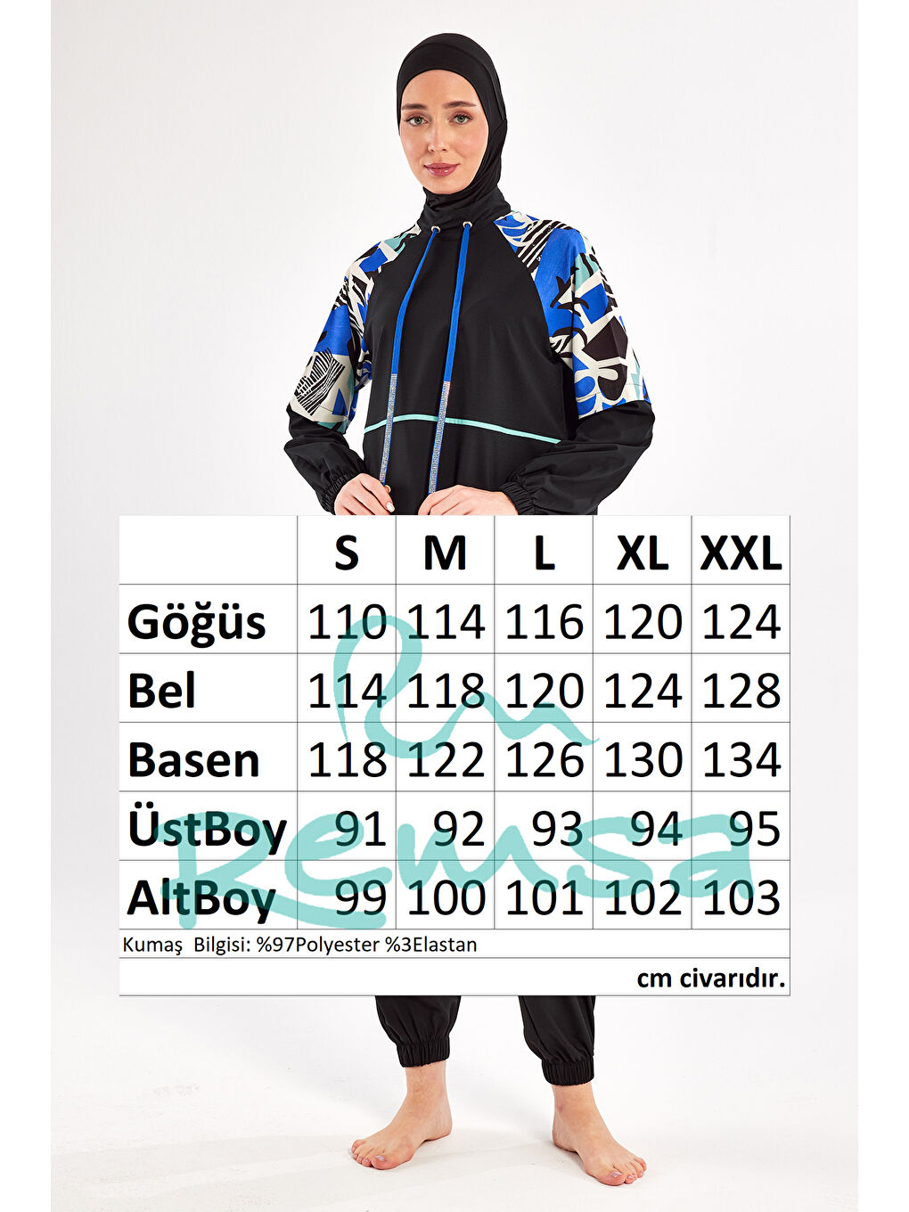 Spor Elastan Tam Kapalı Tesettür Mayo 1225 Siyah11-4