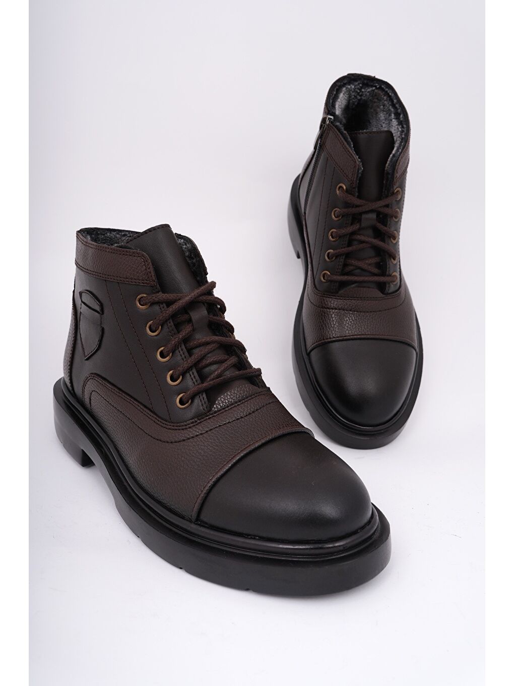 Kahverengi GUSTA Bağcıklı Fermuarlı İçi Kürklü Erkek Kışlık Bot-5