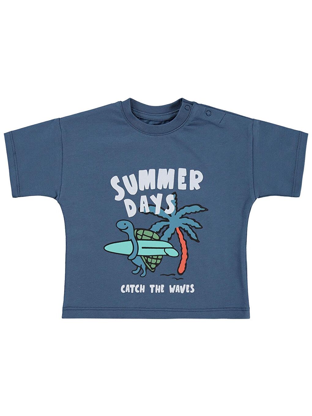 İndigo Baby Summer Days Baskılı 3-12 Ay Tişört - Mavi