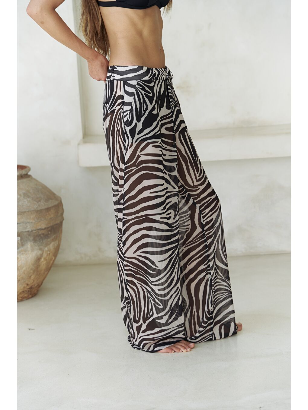 Budiono Transparan Patlı Siyah Pantolon-1