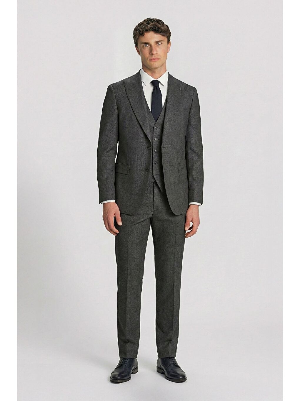Giotelli Antrasit Yelekli Crt 6 Drop Yün Karışımlı Erkek Takım Elbise-2