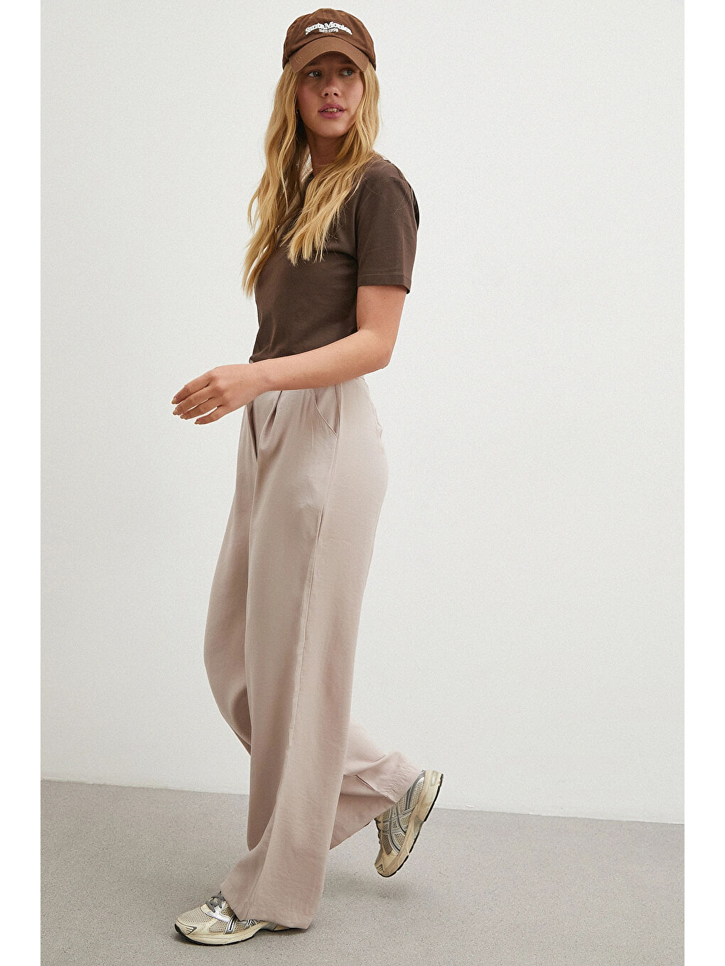 Pembe Modal Palazzo Pantolon Pudra